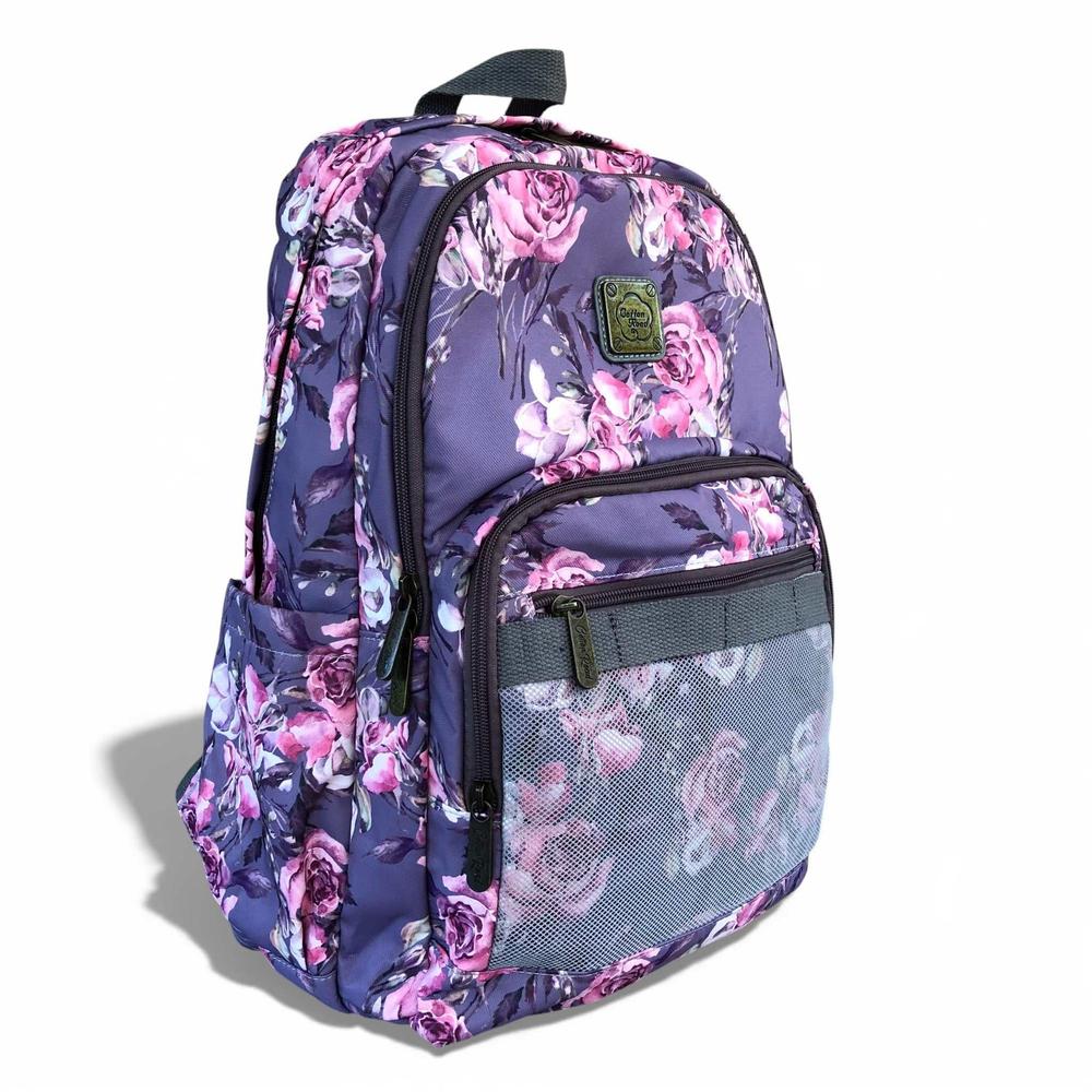 Cotton Road Backpack: PURPLE FLORAL Canvas Backpack