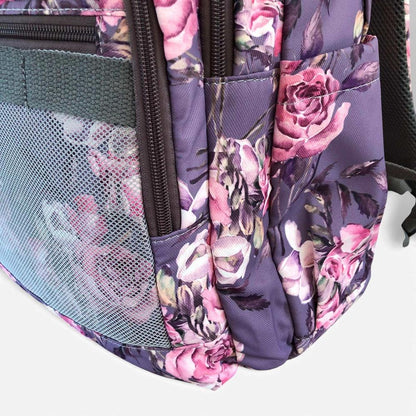 Cotton Road Backpack: PURPLE FLORAL Canvas Backpack