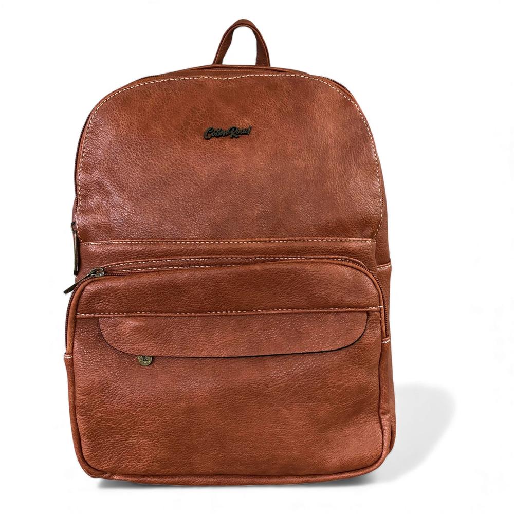 Cotton Road Backpack: TAN BROWN PU Leather Backpack