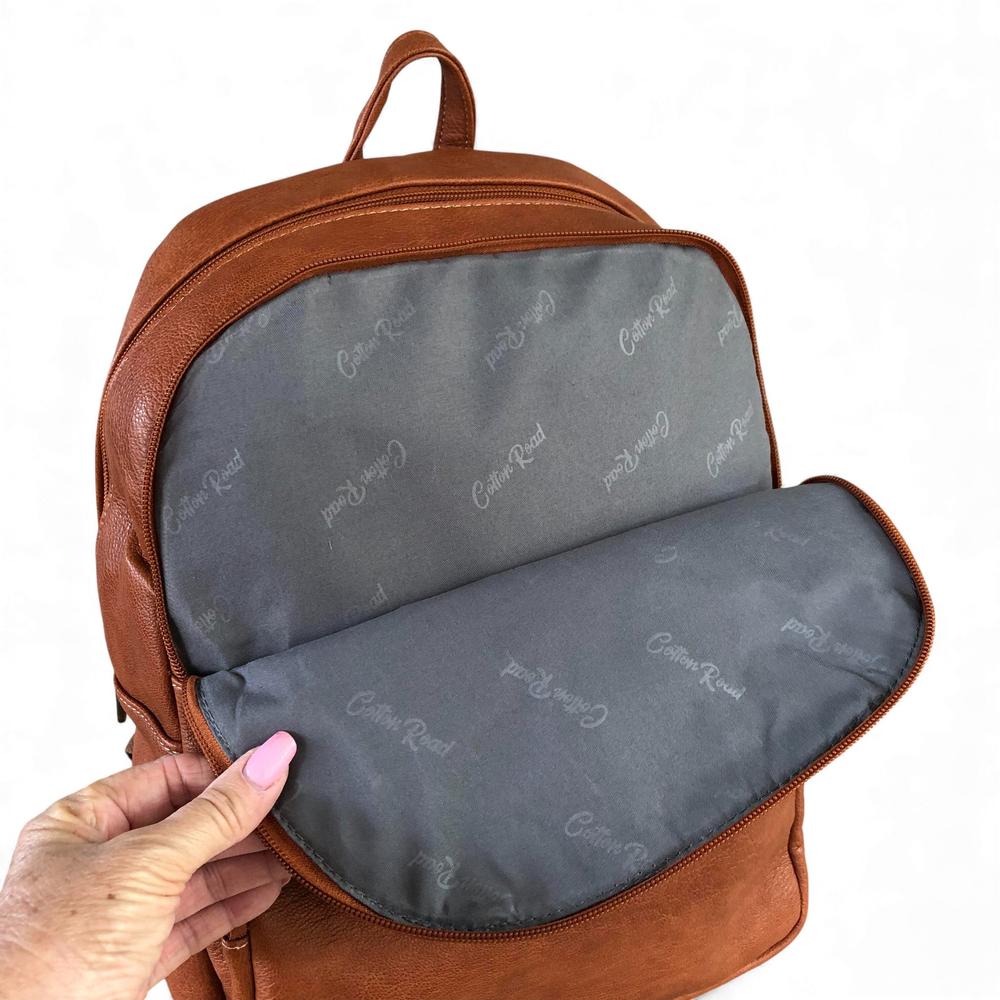 Cotton Road Backpack: TAN BROWN PU Leather Backpack