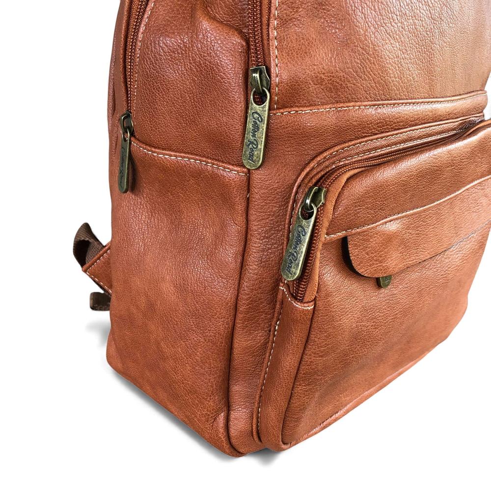 Cotton Road Backpack: TAN BROWN PU Leather Backpack