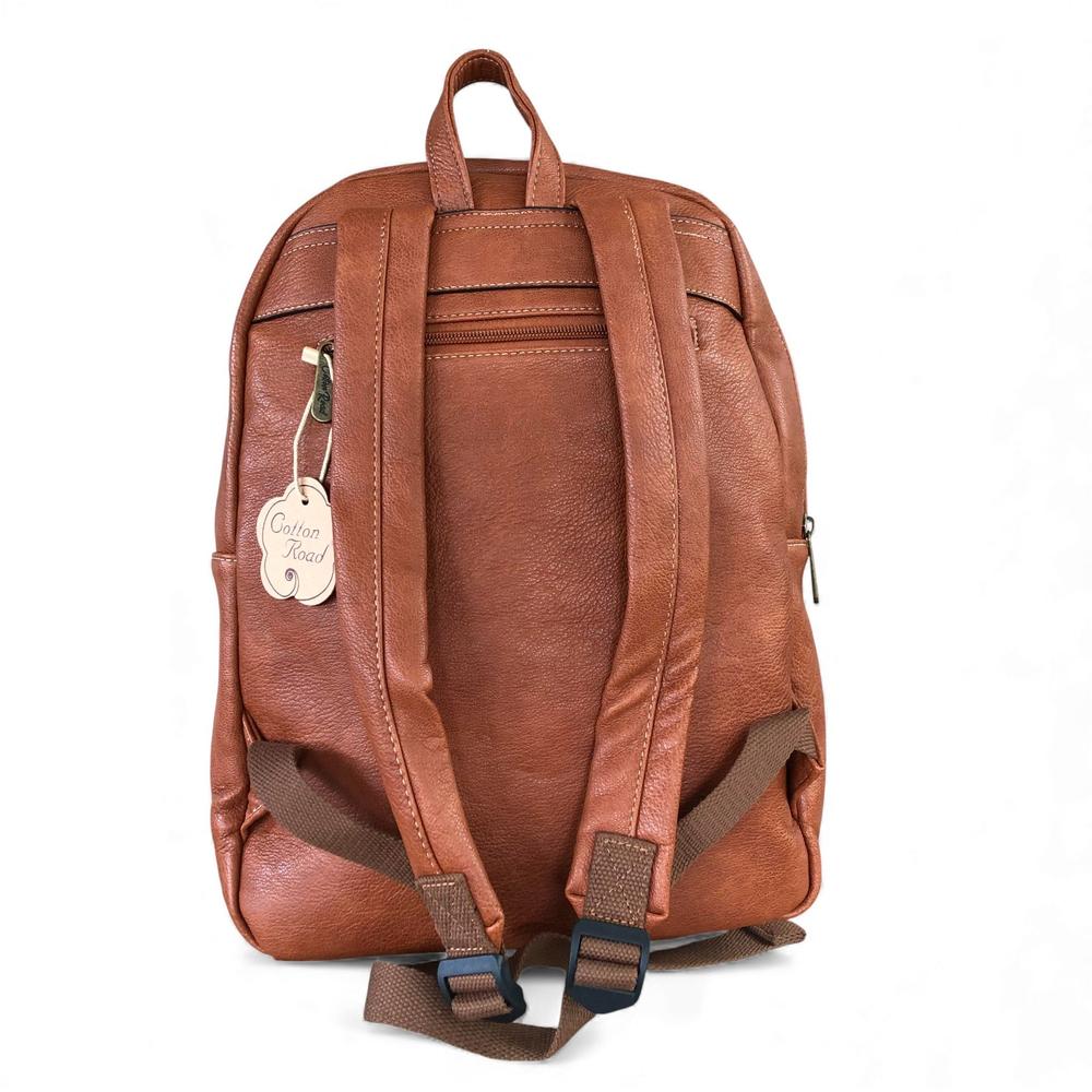 Cotton Road Backpack: TAN BROWN PU Leather Backpack