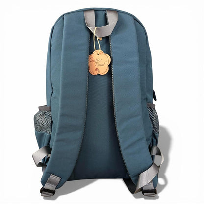 Cotton Road Backpack: TEAL BRANDED Canvas Backpack BACK VIEW