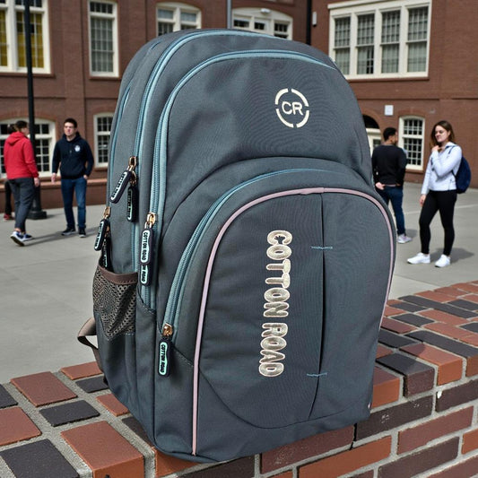 Cotton Road Backpack: TEAL BRANDED Canvas Backpack FRONT VIEW