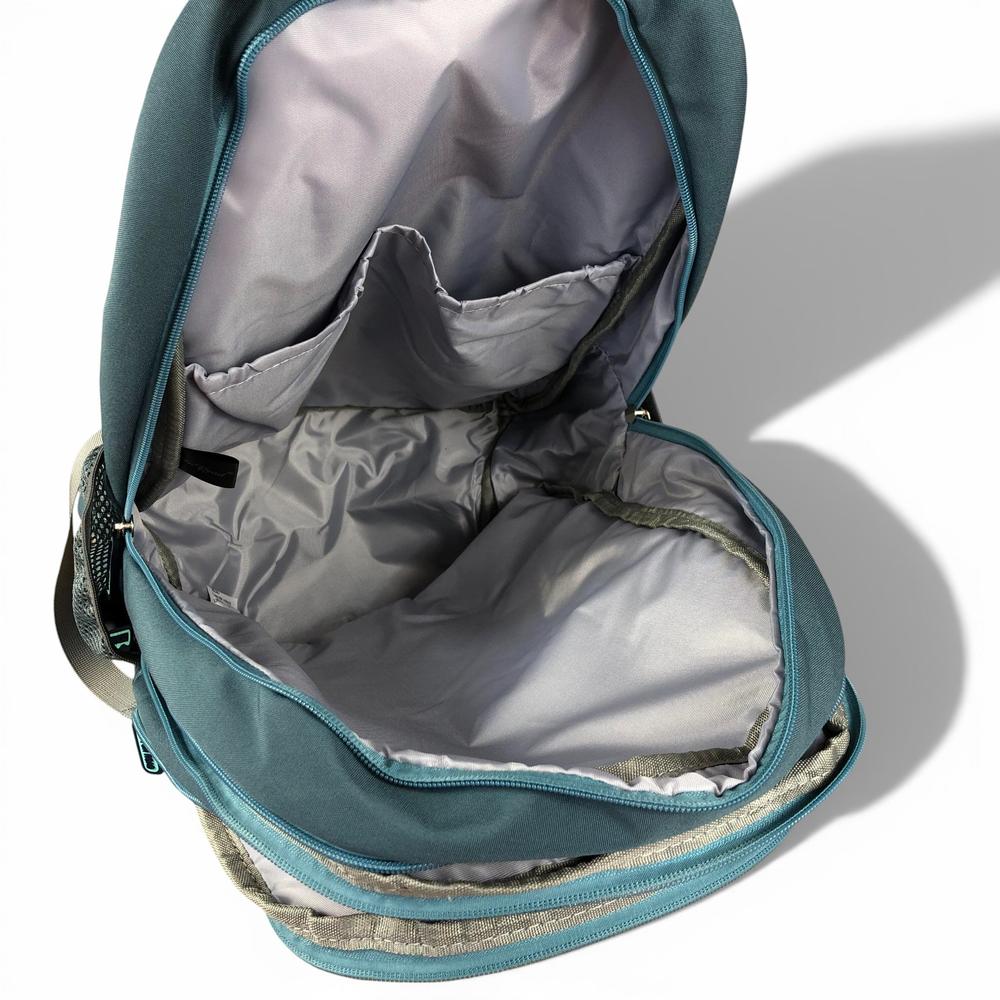 Cotton Road Backpack: TEAL BRANDED Canvas Backpack VIEWED OPEN