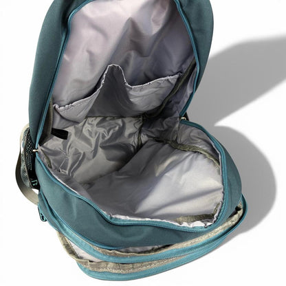 Cotton Road Backpack: TEAL BRANDED Canvas Backpack VIEWED OPEN