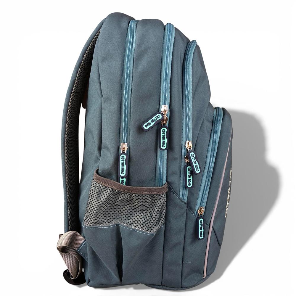 Cotton Road Backpack: TEAL BRANDED Canvas Backpack SIDE VIEW