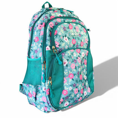 Cotton Road Backpack: TURQUOISE FLORAL Canvas Backpack and matching PENCIL CASE