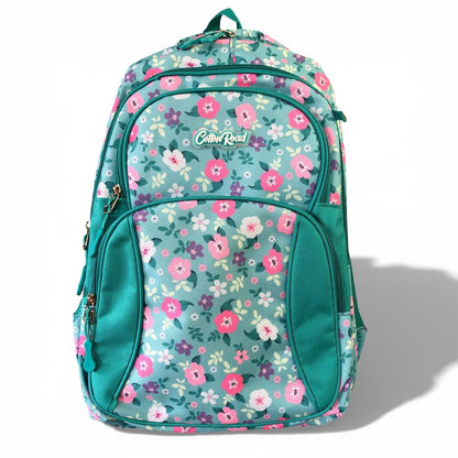 Cotton Road Backpack: TURQUOISE FLORAL Canvas Backpack and matching PENCIL CASE FRONT