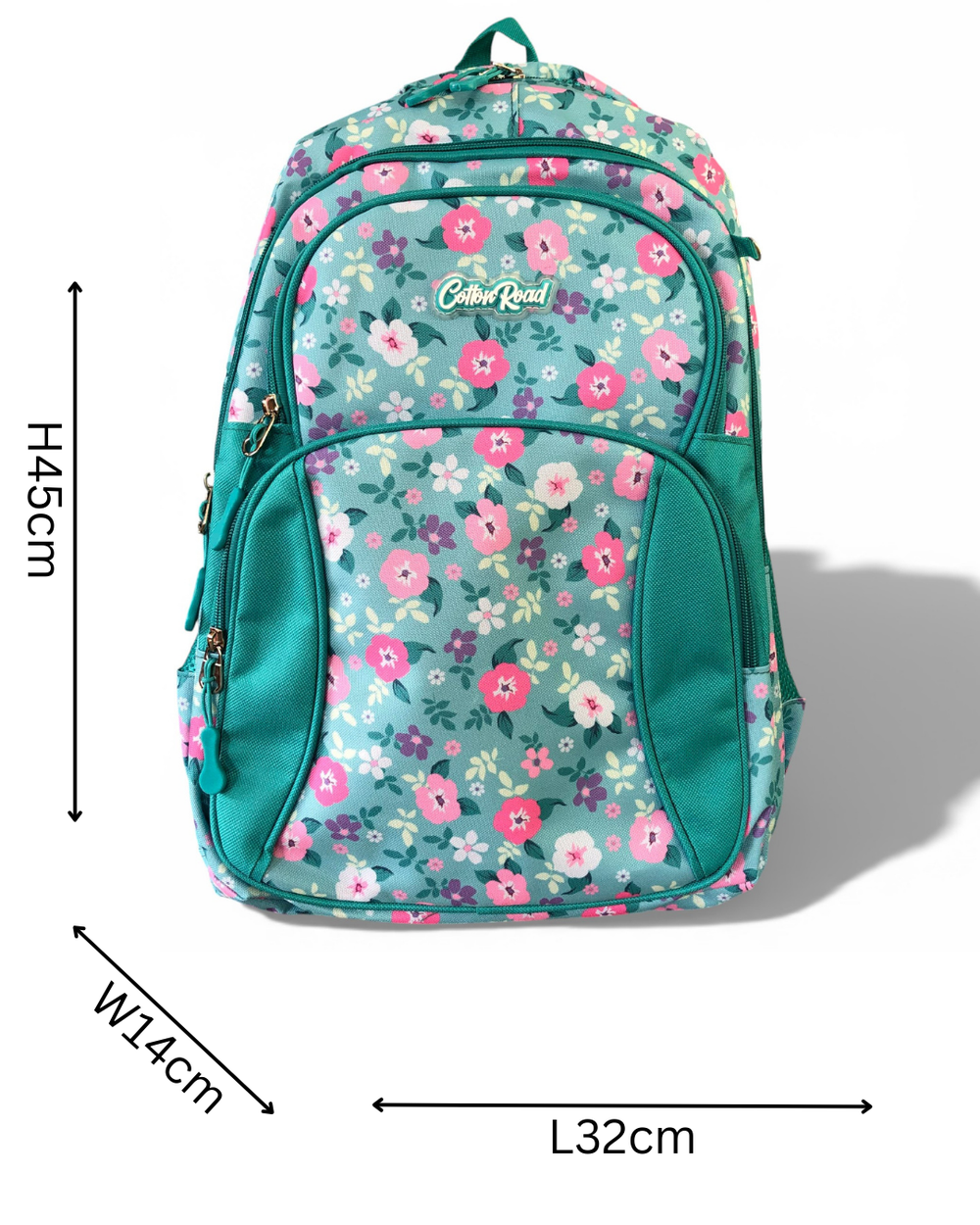 Cotton Road Backpack: TURQUOISE FLORAL Canvas Backpack and matching PENCIL CASE SIZED