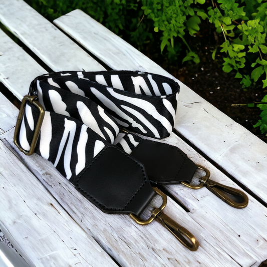 Cotton Road Bag Strap: Canvas Adjustable Strap with BLACK PU LEATHER TRIM