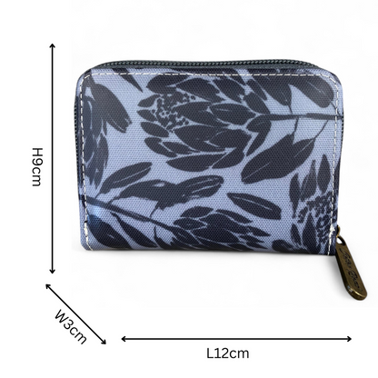 Cotton Road Handbag: BLUE/GREY Canvas PROTEA Print with MATCHING Cardholder