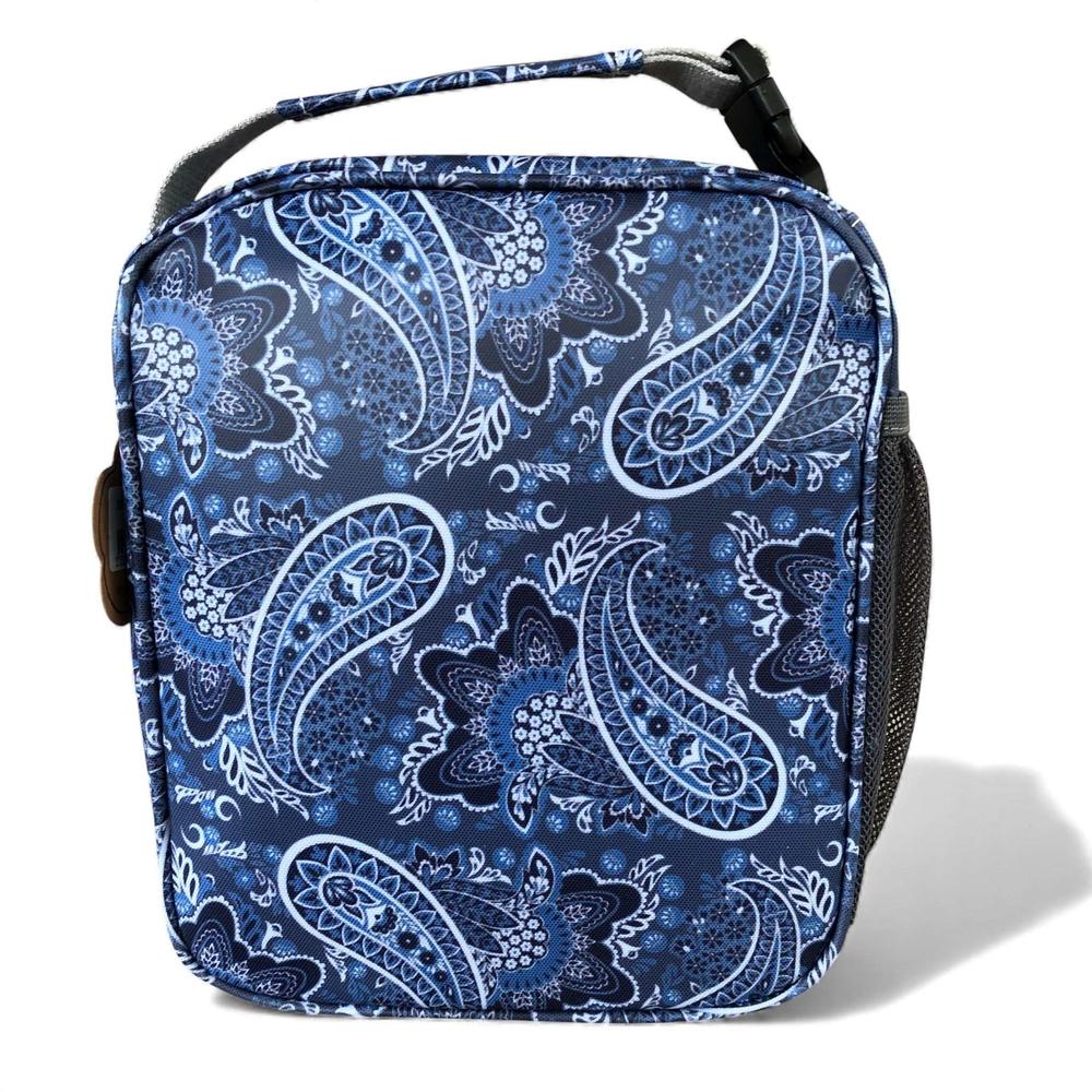 Cotton Road Cooler: BLUE PAISLEY PVC Lunch Box Cooler Bag back view
