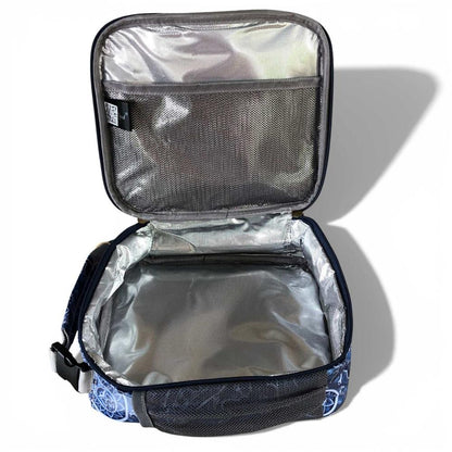 Cotton Road Cooler: BLUE PAISLEY PVC Lunch Box Cooler Bag open view