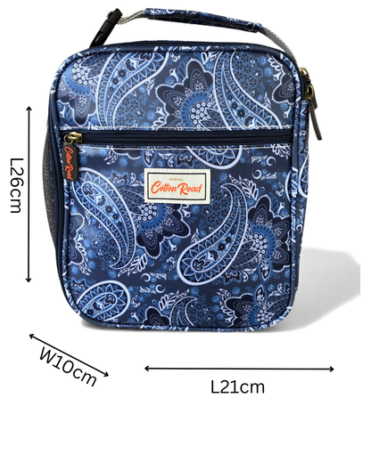Cotton Road Cooler: BLUE PAISLEY PVC Lunch Box Cooler Bag with sizes