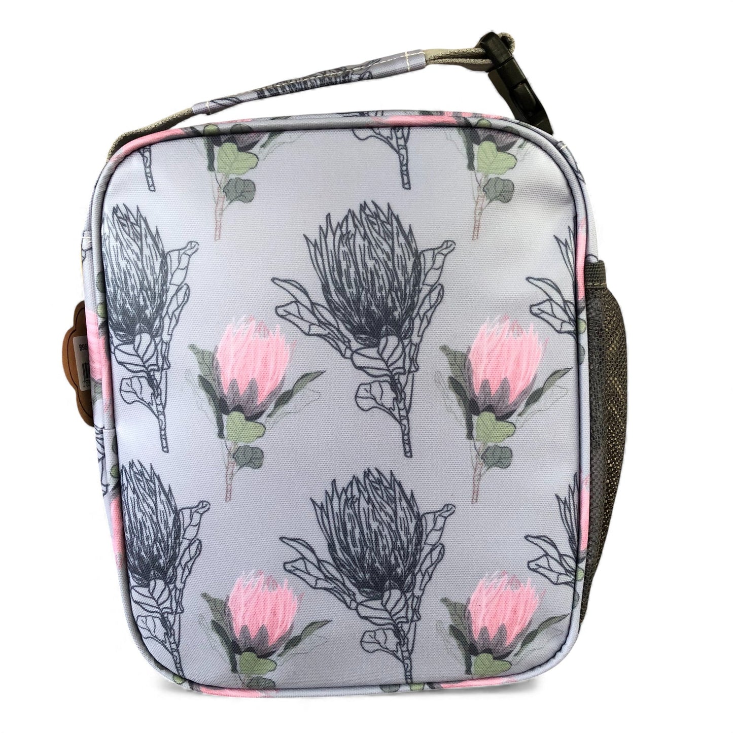 COTTON ROAD COOLER BLUE PROTEA patterned lunch bag back view