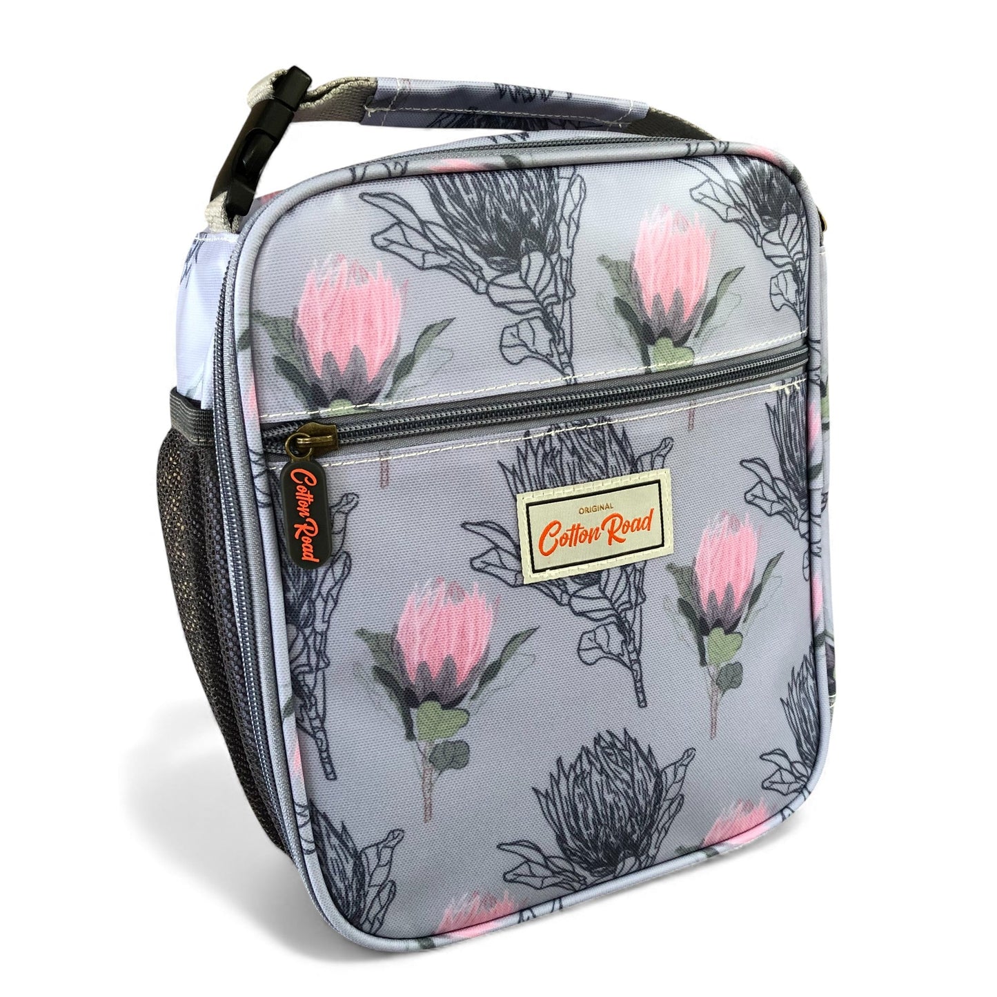 COTTON ROAD COOLER BLUE PROTEA patterned lunch bag frontal view