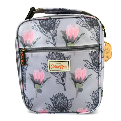 COTTON ROAD COOLER BLUE PROTEA patterned lunch bag front