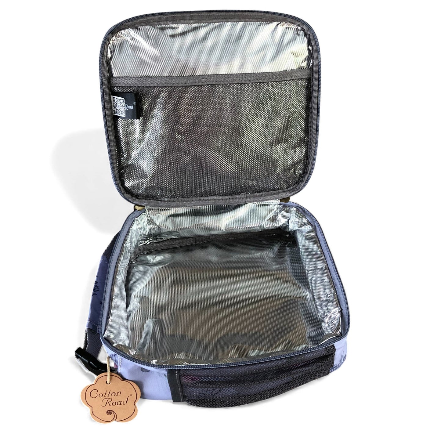 COTTON ROAD COOLER BLUE PROTEA patterned lunch bag open