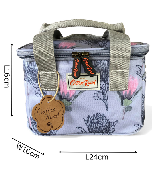 Cotton Road Cooler: BLUE PVC Cotton Road Lunch Box Cooler Bag with PROTEAS