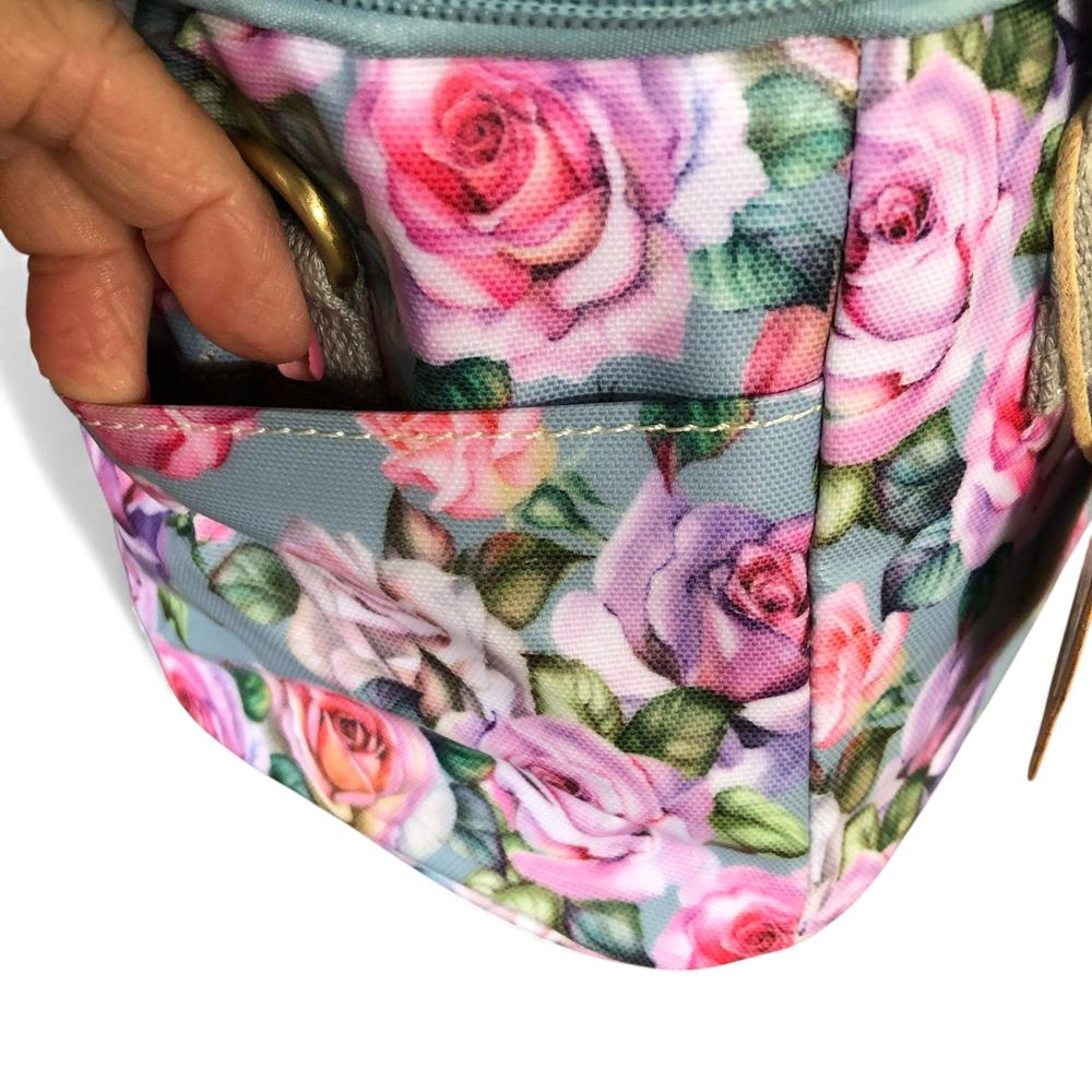 Cotton Road Cooler: BLUE PVC Cotton Road Lunch Box Cooler Bag with ROSES