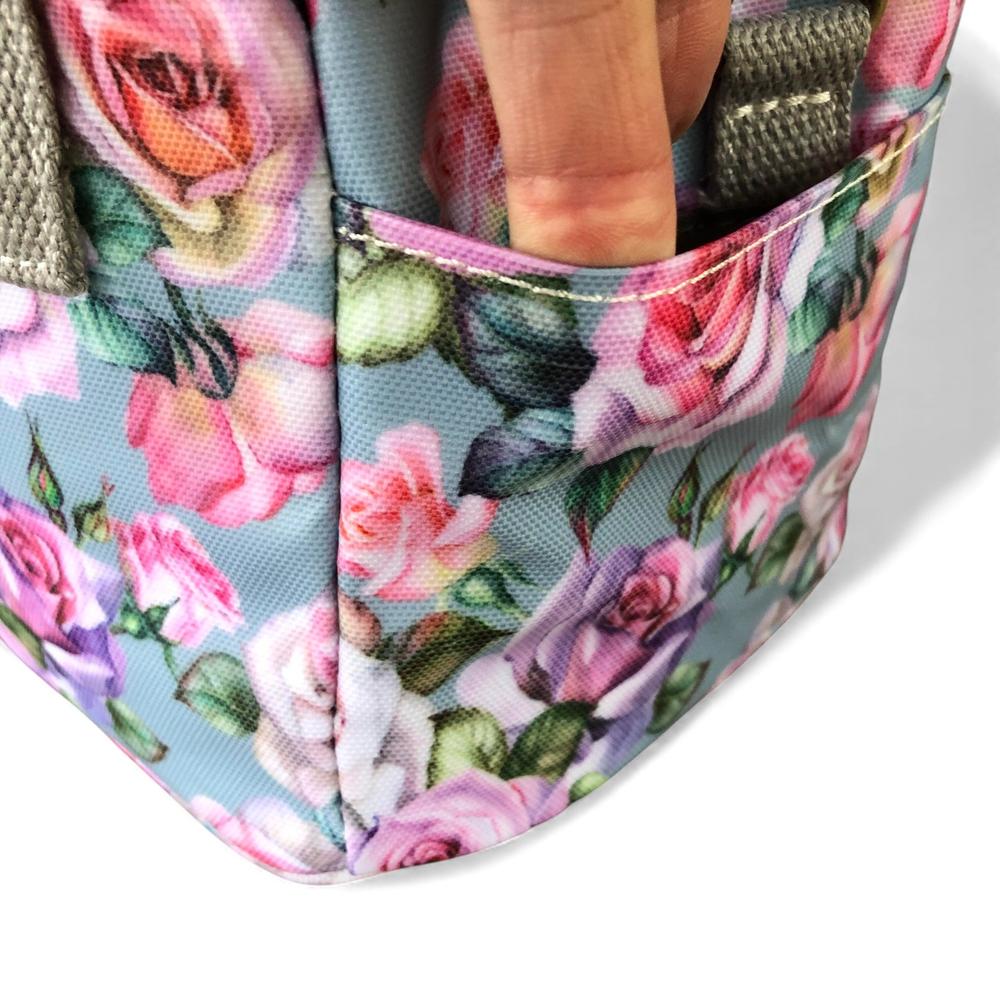 Cotton Road Cooler: BLUE PVC Cotton Road Lunch Box Cooler Bag with ROSES