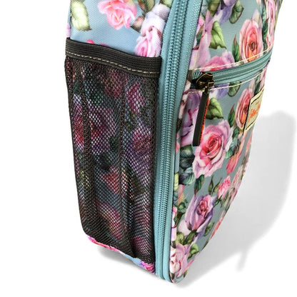 Cotton Road Cooler: BLUE PVC Cotton Road Lunch Box Cooler Bag with ROSES side view