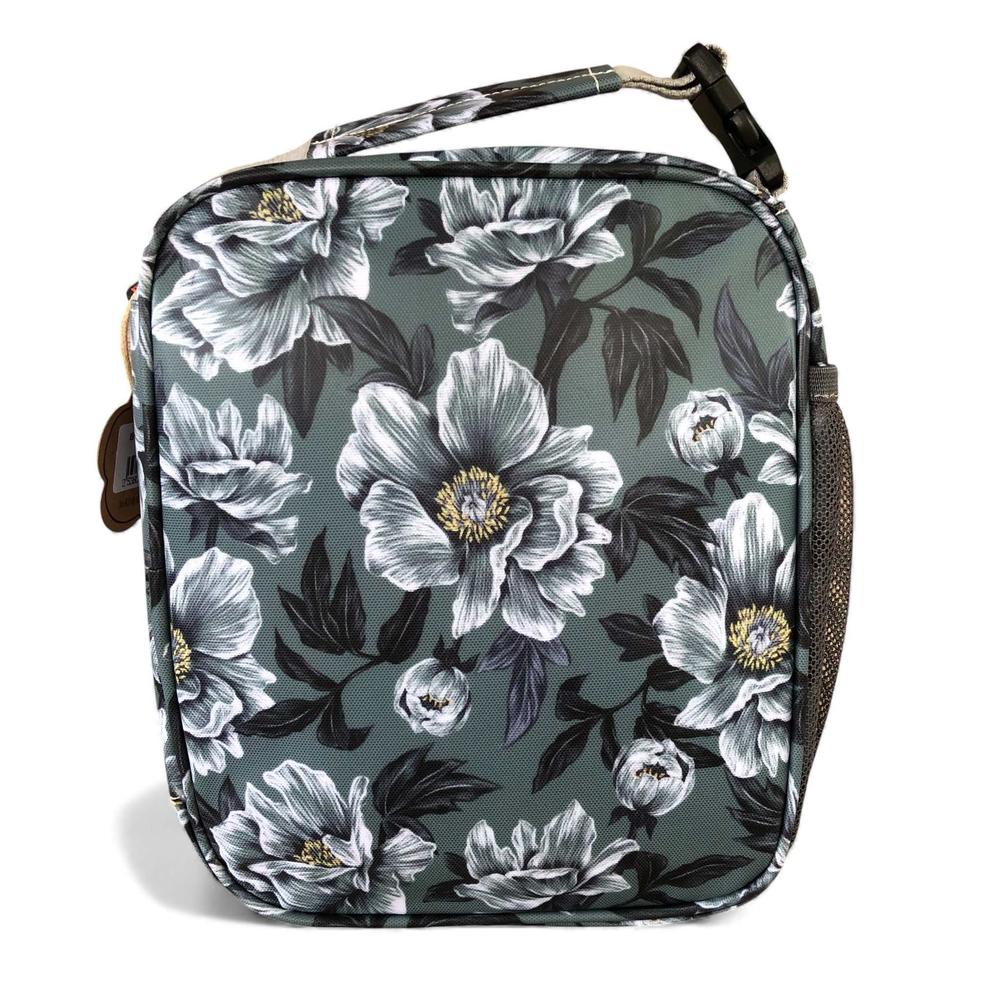 Cotton Road Cooler: GREEN FLORAL PVC Lunch Box Cooler Bag back