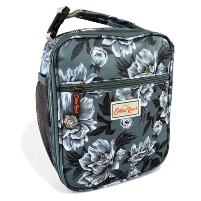 Cotton Road Cooler: GREEN FLORAL PVC Lunch Box Cooler Bag front view