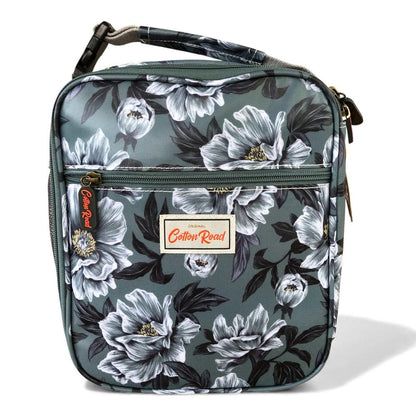 Cotton Road Cooler: GREEN FLORAL PVC Lunch Box Cooler Bag front