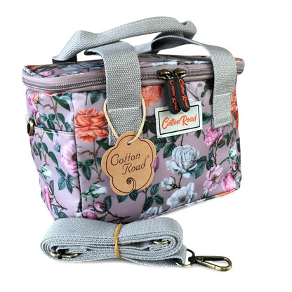 Cotton Road Cooler: MAUVE PVC Cotton Road Lunch Box Cooler Bag with FLOWERS