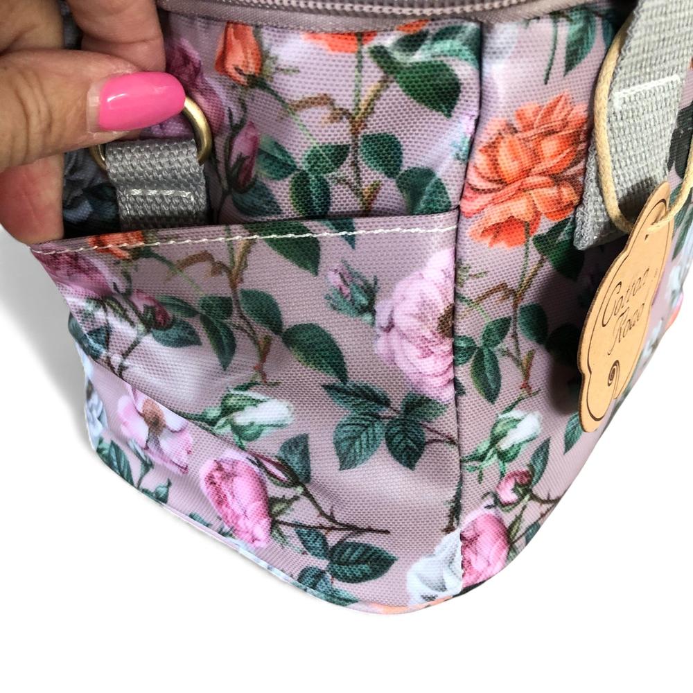 Cotton Road Cooler: MAUVE PVC Cotton Road Lunch Box Cooler Bag with FLOWERS
