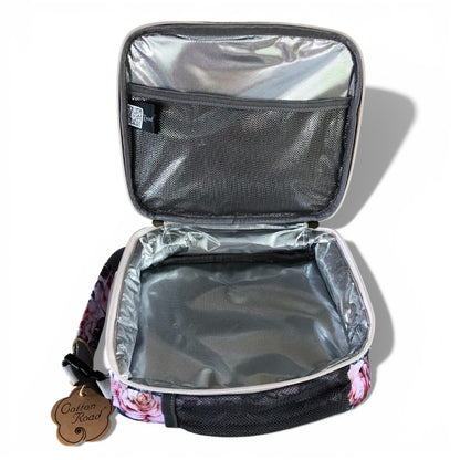 COTTON ROAD COOLER PINK Floral-patterned lunch bag open