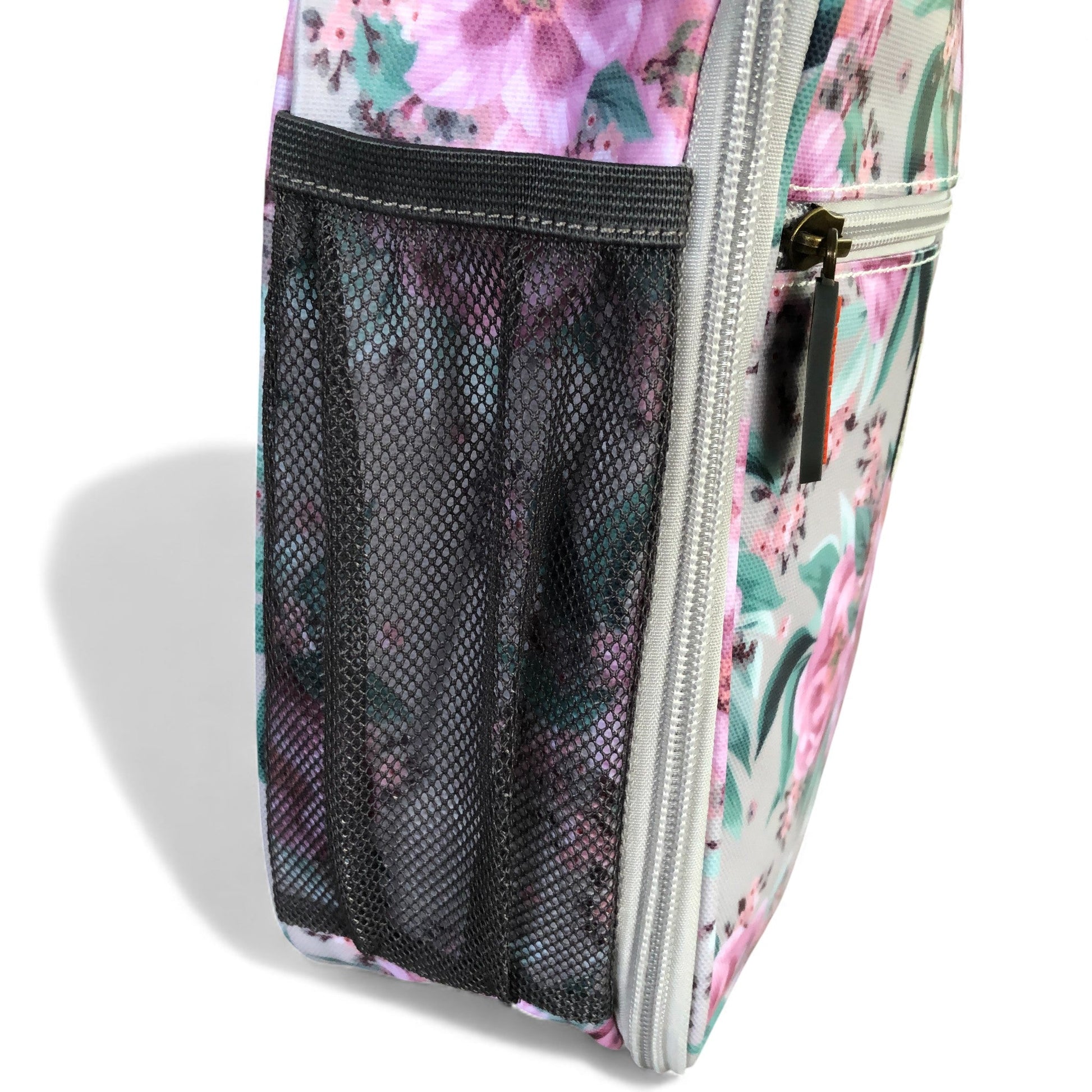 COTTON ROAD COOLER PINK Floral-patterned lunch bag with side view