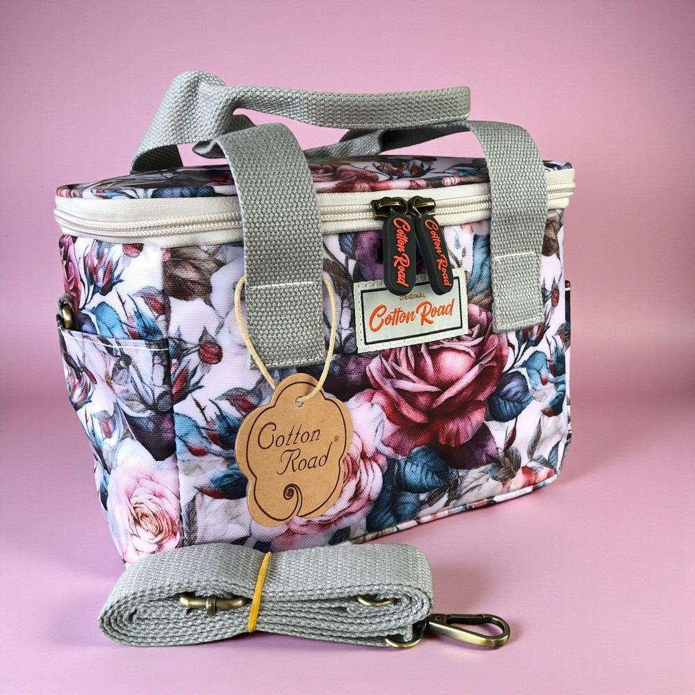 Cotton Road Cooler: PINK PVC Cotton Road Lunch Box Cooler Bag with FLOWERS