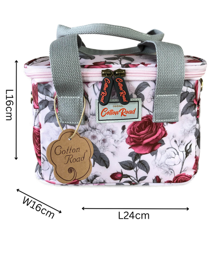 Cotton Road Cooler: PINK PVC Cotton Road Lunch Box Cooler Bag with ROSES