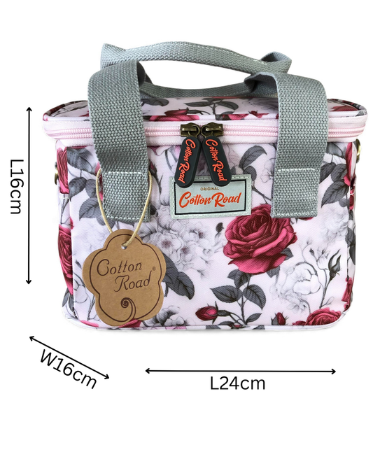 Cotton Road Cooler: PINK PVC Cotton Road Lunch Box Cooler Bag with ROSES