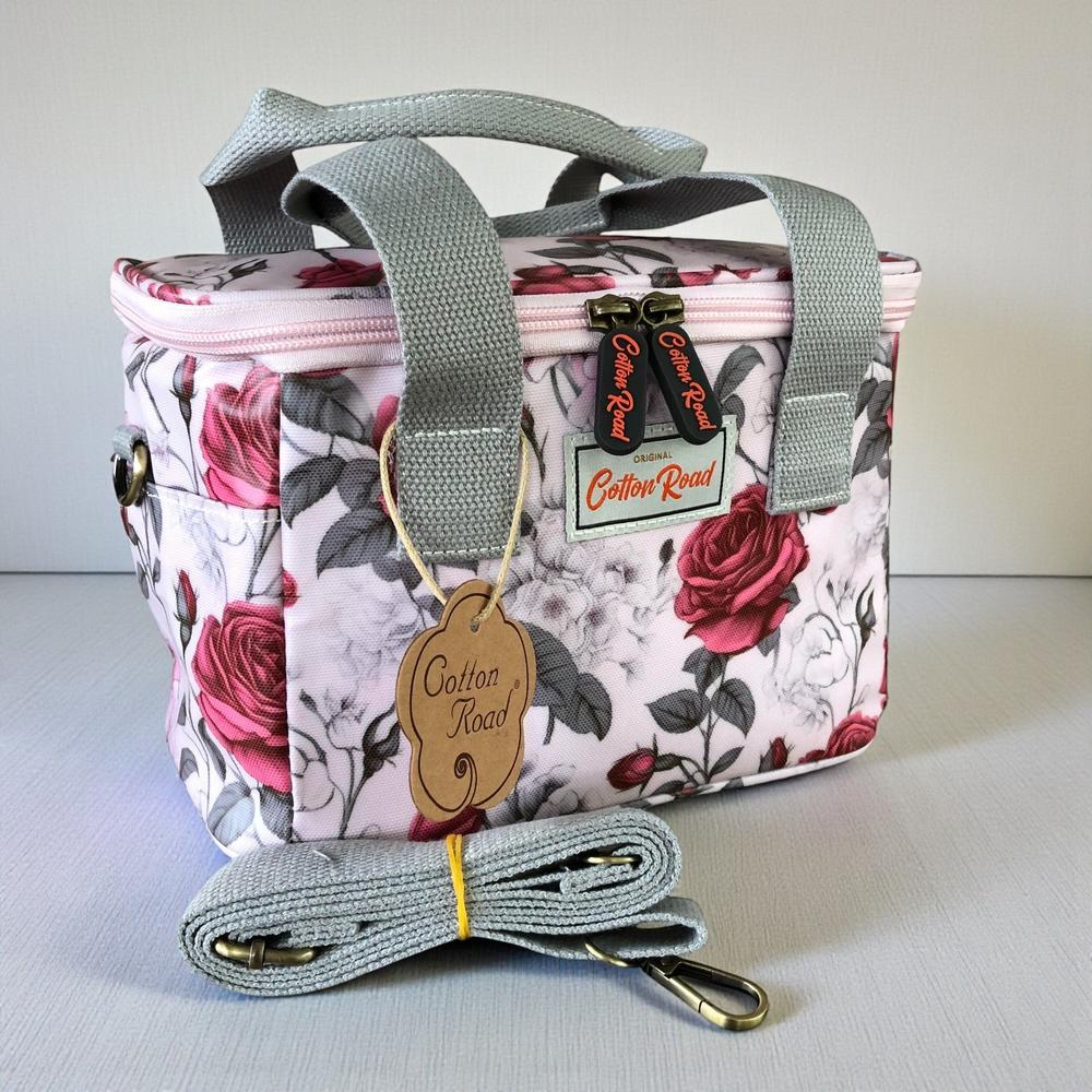 Cotton Road Cooler: PINK PVC Cotton Road Lunch Box Cooler Bag with ROSES
