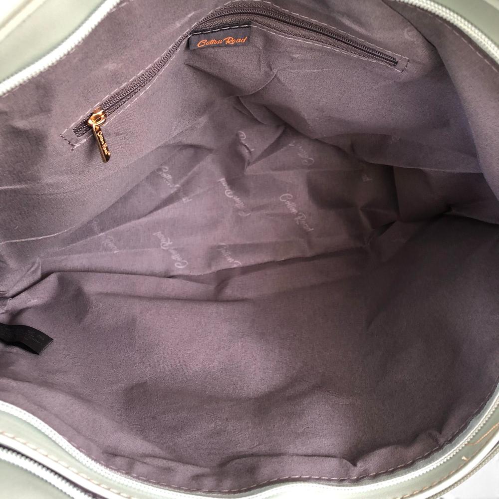 Cotton Road GREEN PU LEATHER Handbag with FLORAL Panel