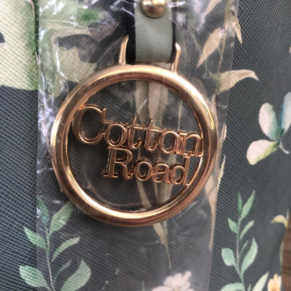 Cotton Road GREEN PU LEATHER Handbag with FLORAL Panel