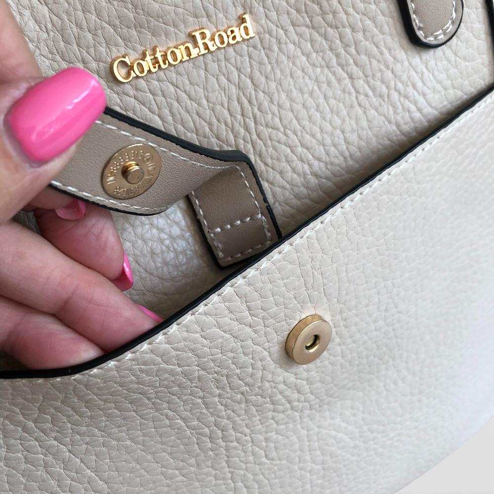 Cotton Road Handbag: BEIGE PU Leather Handbag