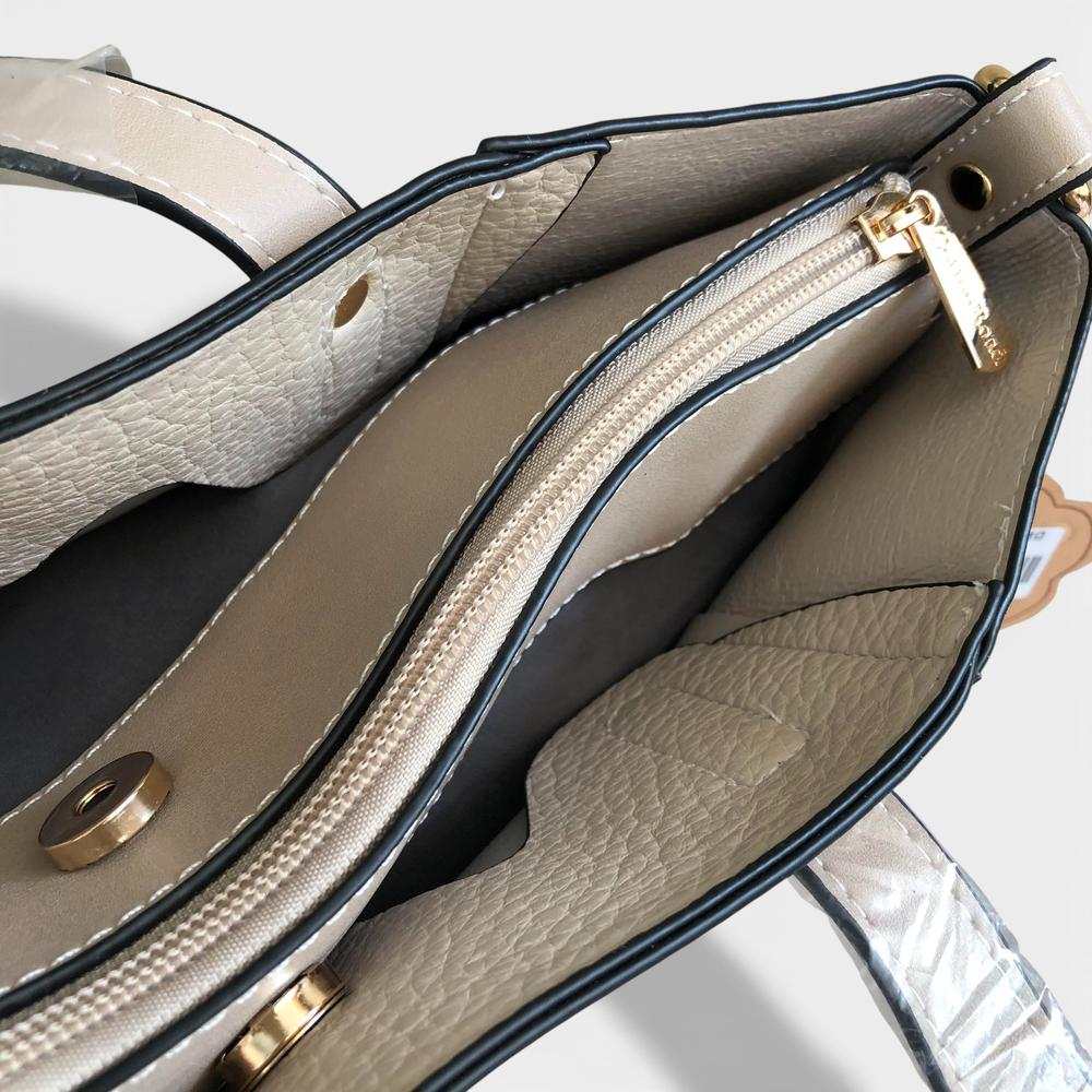 Cotton Road Handbag: BEIGE PU Leather Handbag
