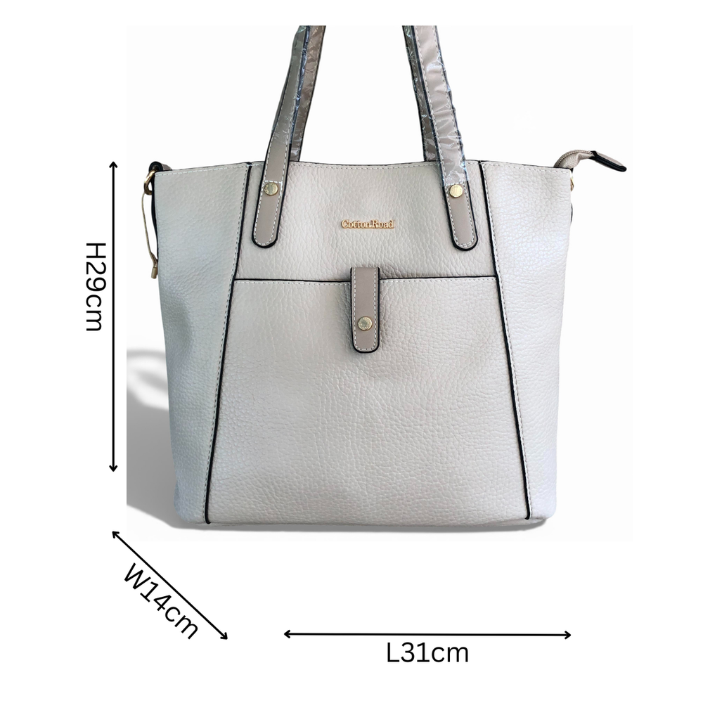 Cotton Road Handbag: BEIGE PU Leather Handbag