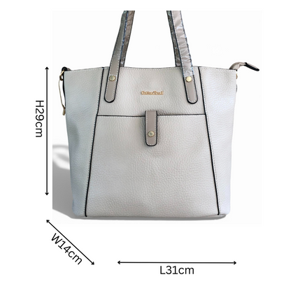 Cotton Road Handbag: BEIGE PU Leather Handbag