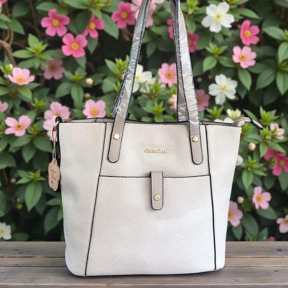 Cotton Road Handbag: BEIGE PU Leather Handbag