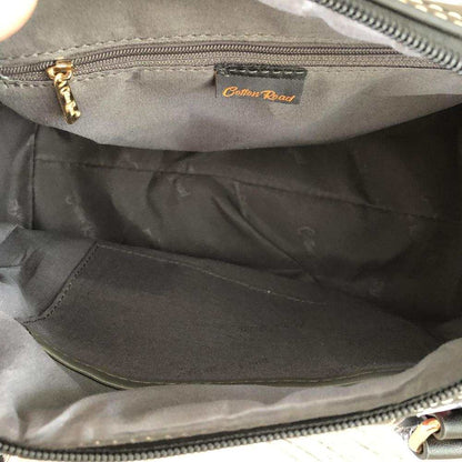 Cotton Road Handbag: BLACK Floral PU Leather Barrel Bag with Matching Wallet