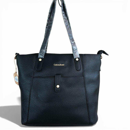 Cotton Road Handbag: BLACK PU Leather Handbag