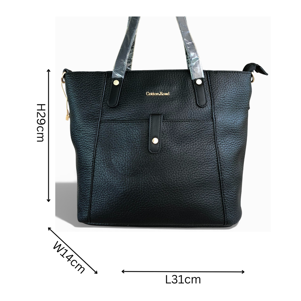 Cotton Road Handbag: BLACK PU Leather Handbag