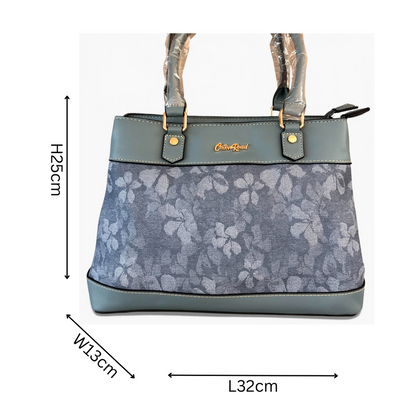 Cotton Road Handbag: BLUE FLORAL PU Leather Handbag