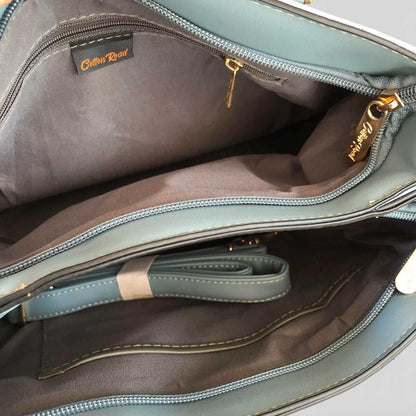 Cotton Road Handbag: BLUE FLORAL PU Leather Handbag
